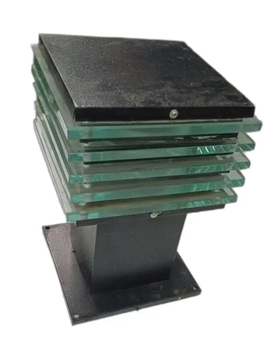 TRACKLITE Rectangular Ice Cube Shaped Modern Outdoor Gate Entrance Lights for Pillars and Poles, Home and Garden (Black)(Metal) ( WITH 1 BULB FREE FREE ) ( 12- inch L    __   7- inch W  )