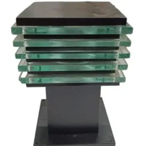 TRACKLITE Rectangular Ice Cube Shaped Modern Outdoor Gate Entrance Lights for Pillars and Poles, Home and Garden (Black)(Metal) ( WITH 1 BULB FREE FREE ) ( 12- inch L    __   7- inch W  )