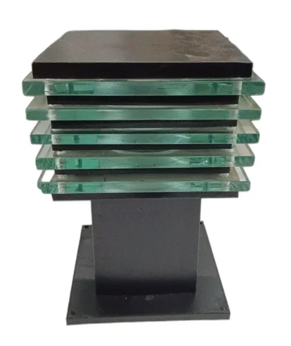 TRACKLITE Rectangular Ice Cube Shaped Modern Outdoor Gate Entrance Lights for Pillars and Poles, Home and Garden (Black)(Metal) ( WITH 1 BULB FREE FREE ) ( 12- inch L    __   7- inch W  )