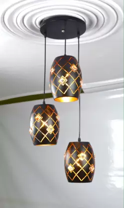 TRACKLITE  Pendant Light with Rustic Black Metal Retro Matte Black Adjustable 3-Lights Hanging Light Pendant Lamp Fixture for Kitchen Island, Barn, Dining Room, Cafe, Farmhouse DLAF-T06/3 Pendants Ceiling Lamp  (Black) (WITH  3 BULB FREE FREE )