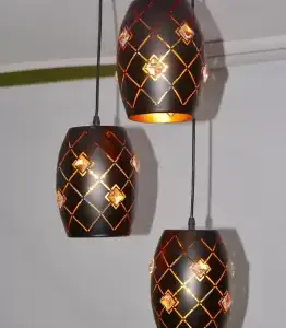 TRACKLITE  Pendant Light with Rustic Black Metal Retro Matte Black Adjustable 3-Lights Hanging Light Pendant Lamp Fixture for Kitchen Island, Barn, Dining Room, Cafe, Farmhouse DLAF-T06/3 Pendants Ceiling Lamp  (Black) (WITH  3 BULB FREE FREE )