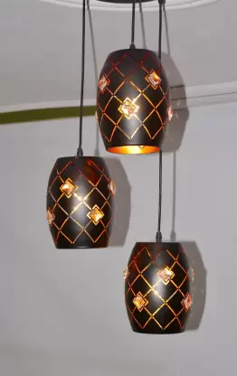 TRACKLITE  Pendant Light with Rustic Black Metal Retro Matte Black Adjustable 3-Lights Hanging Light Pendant Lamp Fixture for Kitchen Island, Barn, Dining Room, Cafe, Farmhouse DLAF-T06/3 Pendants Ceiling Lamp  (Black) (WITH  3 BULB FREE FREE )