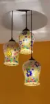 TRACKLITE CLASSICAL Antique PR-Maharaja Glass Three Light Ceiling with Black Fitting Chandelier Hanging for Bedroom, Living Room, Restaurant Pendants Ceiling Lamp Chandelier Ceiling Lamp  (Multicolor)  ( WITH BULB FREE FREE)