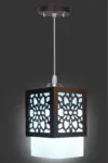 Tracklite Wooden Hanging Light Creative Style Wood Pendant Light suitable for Living Room,Foyer,Bedroom,Hallway (Black, White) (WITH 1 BULB FREE)