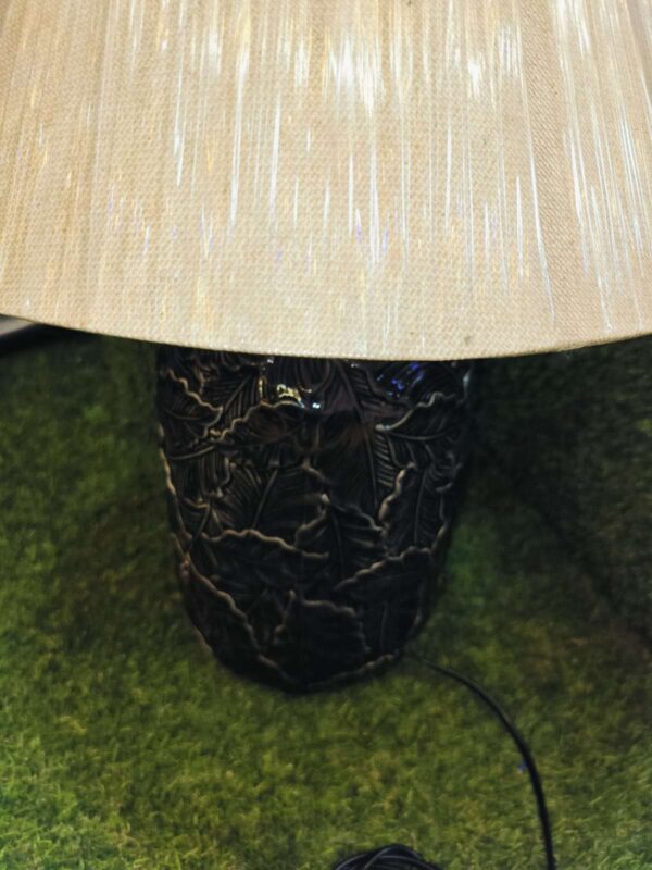 Tracklite Traditional Handmade Cylinder Shape Terracotta Table Lamp| Bed Side Table Lamp for Living Room & Bedroom| Night Lamps for Home Decoration(Antique Gold & Gold Fabric Shade) ( WITH 1 BULB FREE)