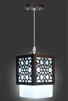 Tracklite Wooden Hanging Light Creative Style Wood Pendant Light suitable for Living Room,Foyer,Bedroom,Hallway (Black, White) (WITH 1 BULB FREE)