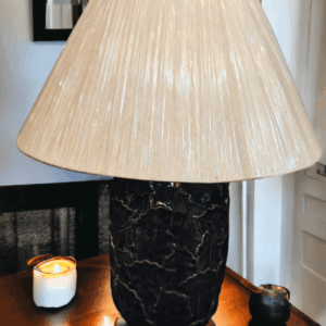 Tracklite Traditional Handmade Cylinder Shape Terracotta Table Lamp| Bed Side Table Lamp for Living Room & Bedroom| Night Lamps for Home Decoration(Antique Gold & Gold Fabric Shade) ( WITH 1 BULB FREE)