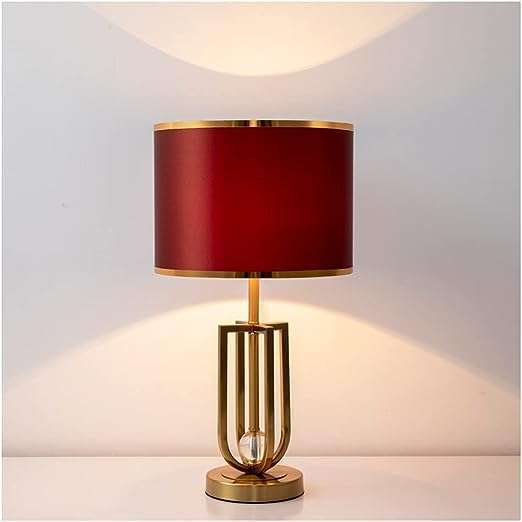 TRACKLITE TABLE LAMP  soft light Simple Bedside Lamp, Fabric Crystal Red LED Eye Protection Dimmable Night Table Lamp,for Family Bedroom Study Children Desk (Color : Red, ( WITH 1 BULB FREE )