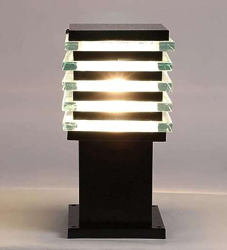 TRACKLITE Rectangular Ice Cube Shaped Modern Outdoor Gate ( 10xL- 4xW )  Entrance Lights for Pillars and Poles, Home and Garden (Black)(Metal) ( WITH 1 BULB FREE FREE )