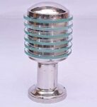 TRACKLITE Icecube Round Silver Metal Waterproof GATE Light for Entrance,Lawn,Parking Space,Terrace,Boundary Wall ETC B22 Holder Pack of 1 ( WITH BULB FREE FREE ) ( 11-inch L_7-inch W )