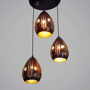 Tracklite Pendant Lamp with Rustic Black Metal Adjustable 3-Lights Hanging Pendant Lamp Fixture for Kitchen Island, Barn, Dining Room, Cafe, Farmhouse (WITH 3 BULB FREE)