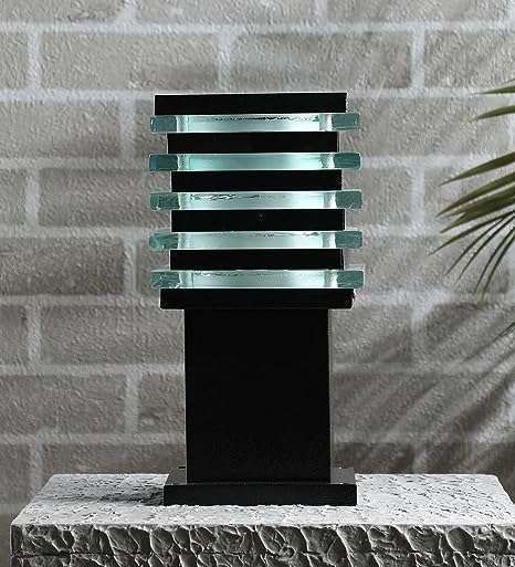 TRACKLITE Rectangular Ice Cube Shaped Modern Outdoor Gate ( 10xL- 4xW )  Entrance Lights for Pillars and Poles, Home and Garden (Black)(Metal) ( WITH 1 BULB FREE FREE )