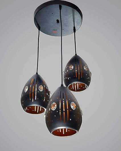 Tracklite Pendant Lamp with Rustic Black Metal Adjustable 3-Lights Hanging Pendant Lamp Fixture for Kitchen Island, Barn, Dining Room, Cafe, Farmhouse (WITH 3 BULB FREE)