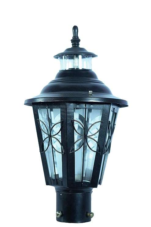 Tracklite Big Gate Light Metal Black Decorative Outdoor Light, Gate Light, Garden Lights with Led Bulb Include Pack of 1 (Black) (WITH 1 BULB FREE) (13-inch L_  7-inch W )