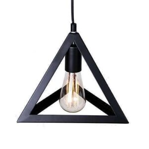 TRACKLITE Vintage Metal Triangle Shape Hanging Pendant Ceiling Light (Black, (  WITH 1 Bulb FREE FREE FREE )