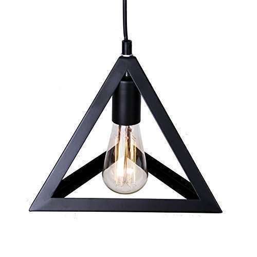 TRACKLITE Vintage Metal Triangle Shape Hanging Pendant Ceiling Light (Black, (  WITH 1 Bulb FREE FREE FREE )