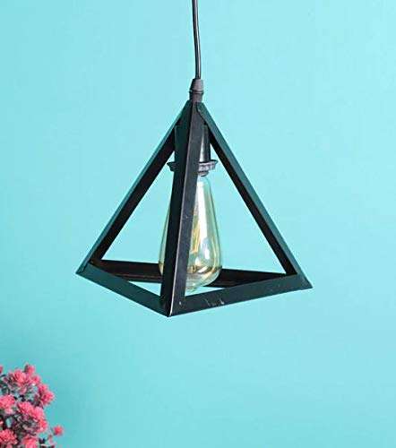 TRACKLITE Vintage Metal Triangle Shape Hanging Pendant Ceiling Light (Black, (  WITH 1 Bulb FREE FREE FREE )