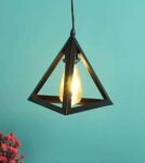 TRACKLITE Vintage Metal Triangle Shape Hanging Pendant Ceiling Light (Black, (  WITH 1 Bulb FREE FREE FREE )