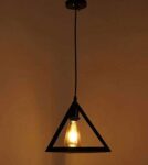 TRACKLITE Vintage Metal Triangle Shape Hanging Pendant Ceiling Light (Black, (  WITH 1 Bulb FREE FREE FREE )