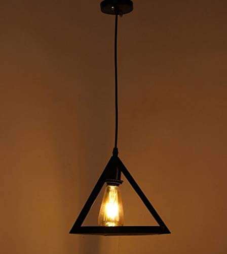 TRACKLITE Vintage Metal Triangle Shape Hanging Pendant Ceiling Light (Black, (  WITH 1 Bulb FREE FREE FREE )