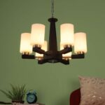 TRACKLITE JHUMMAR  Designer Lighting Contemporary Glass JHUMMAR  Metal Wood Chandelier   (INSTALLATION FREE FREE  + 6 BULB FREE FREE )