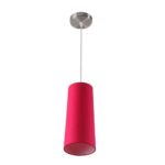 TRACKLITE Handmade Textured Dark Pink Color Fabric Long Cylendrical Hanging Lamp (Set of 1) ( WITH BULB FREE FREE)