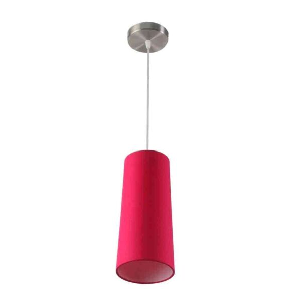 TRACKLITE Handmade Textured Dark Pink Color Fabric Long Cylendrical Hanging Lamp (Set of 1) ( WITH BULB FREE FREE)