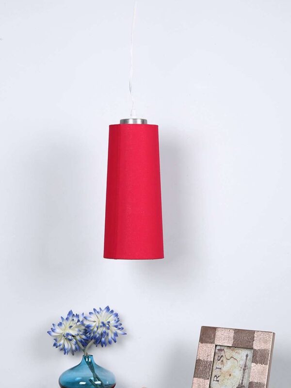 TRACKLITE Handmade Textured Dark Pink Color Fabric Long Cylendrical Hanging Lamp (Set of 1) ( WITH BULB FREE FREE)