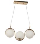 TRACKLITE 3 Light Frosted Glass Gold Plated Metal Chandelier Ceiling Lights Hanging - Warm White (  WITH BULB FREEE FREE )