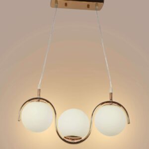 TRACKLITE 3 Light Frosted Glass Gold Plated Metal Chandelier Ceiling Lights Hanging - Warm White (  WITH BULB FREEE FREE )