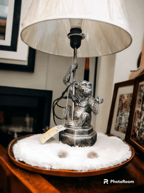 TREACLITE   Monkey Holding Polyresin Table Lamp, T Bedside Table Lamp,Nordic Wrought Iron Decorative Bedroom Lamp Bedside Desk Lamp Living Room Desk Lamps (22- inch L 8- inch W )