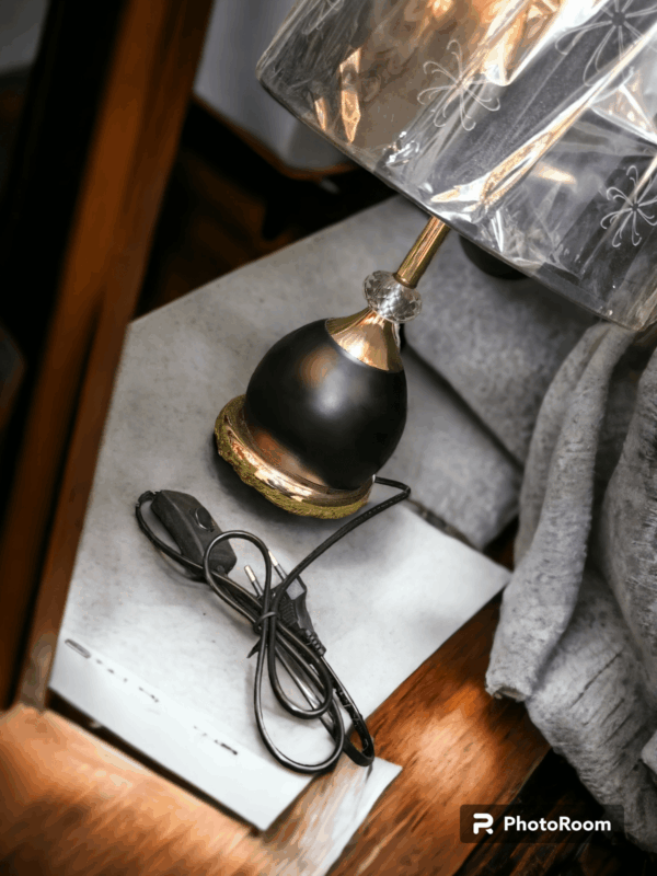 TRACKLITE FANCY LAMP   Black Cotton Table lamp with Black Base  ( WITH 1 BULB FREE  FREE   ) (  16- inch L _ 7- inch W )