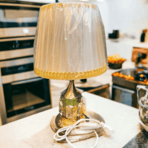 TRACKLITE Bedside Crystal Table lamp for Bedroom White Lamps for Home Decoration Metal Base Bed lamp for Home Decor ( WITH 1 BULB FREE FREE )  ( 17- inch L    __     8- inch W  )