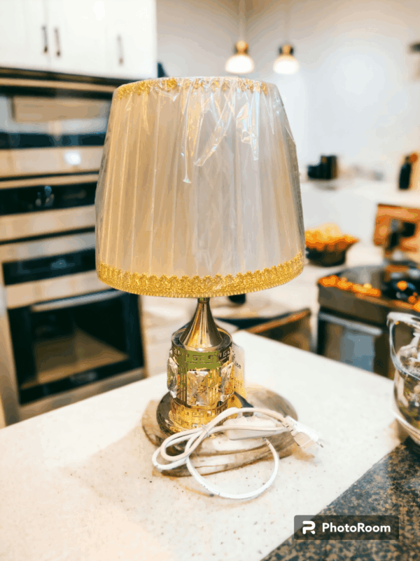 TRACKLITE Bedside Crystal Table lamp for Bedroom White Lamps for Home Decoration Metal Base Bed lamp for Home Decor ( WITH 1 BULB FREE FREE )  ( 17- inch L    __     8- inch W  )