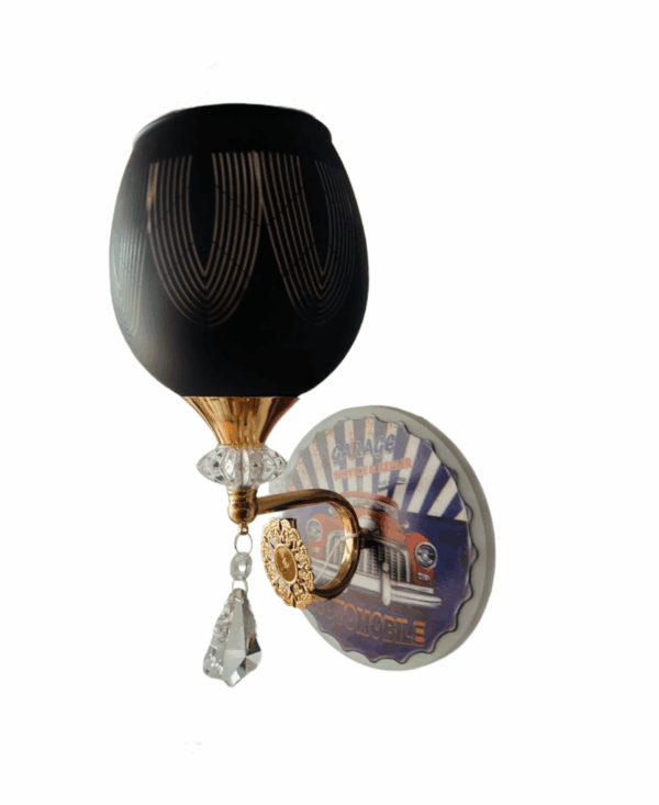 TRACKLITE WALL LIGHT soft light Simple Bedside LIGHT, Fabric Crystal Red LED Eye Protection Dimmable Night WALL LIGHT ,for Family Bedroom Study Children Desk (Color : Red, Black ( WITH 1 BULB FREE )