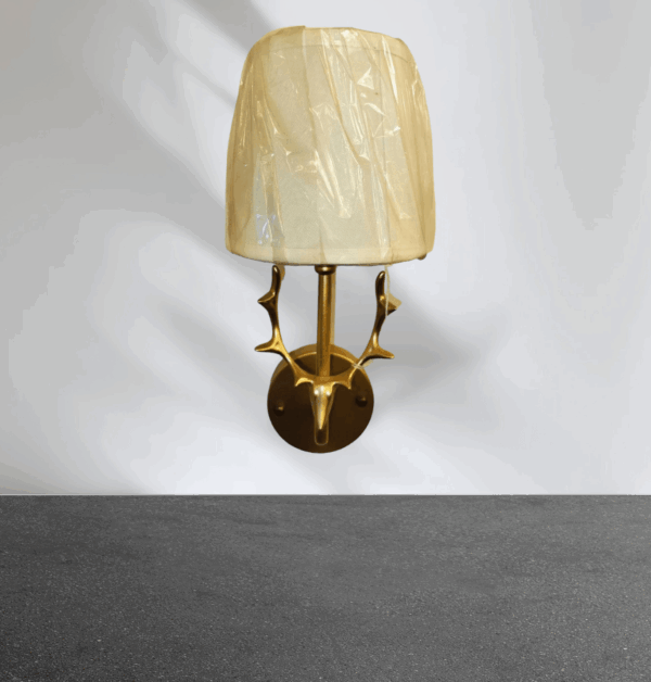 TRACKLITE  Modern Copper Table Lamp Bedroom Bedside Lamp Living Room Study Lamp-Deer Horn Table Lamp Personality Creative Touch Table Lamp - Pleated - Screen - Coarse Linen Style Decor ( WITH 1 BULB FREE FREE )