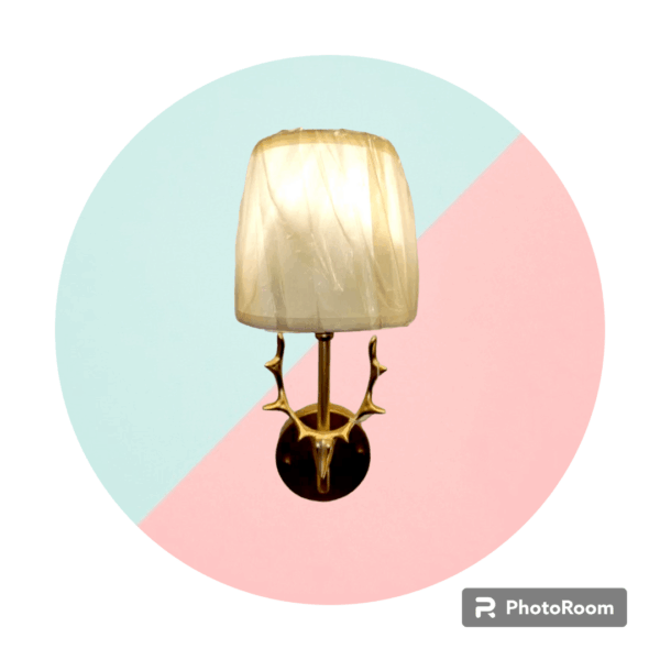 TRACKLITE  Modern Copper Table Lamp Bedroom Bedside Lamp Living Room Study Lamp-Deer Horn Table Lamp Personality Creative Touch Table Lamp - Pleated - Screen - Coarse Linen Style Decor ( WITH 1 BULB FREE FREE )