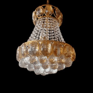 TRACKLITE JHUMMER CRYSTAL HANGING LIGHT Prmoagen Orginal K/9 Diamond Crystal Chandelier Light Chandelier Ceiling Lamp  (Gold, Clear) ( INSTALLATION FREE 4 BULB FREE   ) WITH  LED LIGHT  ( 15-inch L __  13-inch)