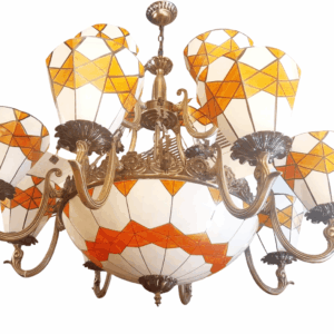 TRACKLITE JHUMMER Dining Table Lamp Suspension  Heads Chandelier Tiffany Big Chandelier Blue Green Leaves Colorful Style Glass Crystal Pendant Lamp for Lobby Living Room Restaurant Bar ( INSTALLATAION FREE )                       ( WITH 9 BULB FREE FREE )