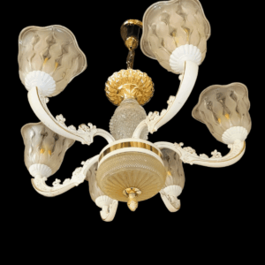 TRACKLITE JHUMMER with COPPER Finish for Bed Room, Hall, Shop, malls, 6 lite CHANDELIER Chandelier Ceiling Lamp  (WITHE) (6 BULB FREE )