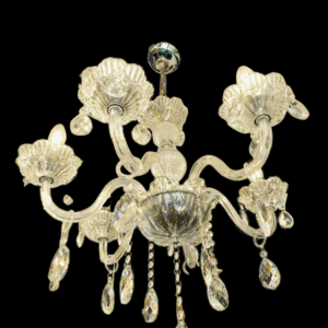 TRACKLITE Enterprises Modern Contemporary Crystal Glass Chandelier (6 lamp) Width  ( 23inch L 23Inch  W  )with Chain