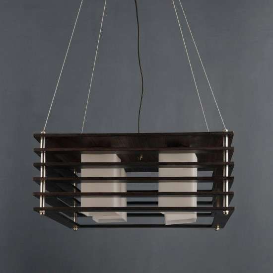 TRACKLITE Wood Chandelier Brown for Living Room, Bedroom, Dining Room, Kitchen ( WITH 4 BULB FREE FREE )