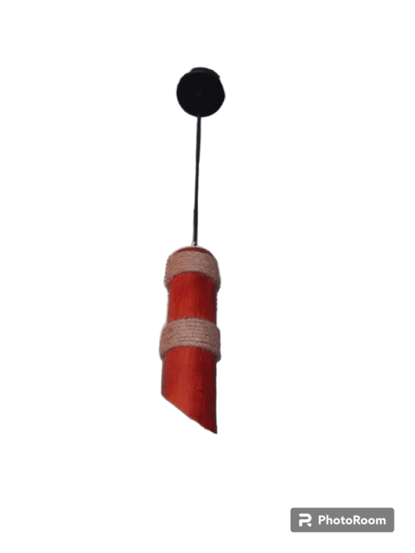 Tracklite Cherry Colour Bamboo-Rope Shade Pendant lamp | Metal Black Base Plate, Hanging Lamp | LED Color Changing Bulb