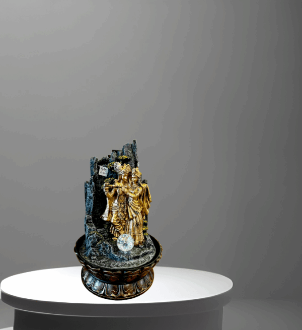 TRACKLITE Radha Krishna TableTop Water Fountain, Radha Krishna Ji Fountain For Home Decor, Indoor Outdoor Water Fountain With LED Light Water Fountain for Living Room, Table Decor, Bedroom, (16- inch L - 10- inch W )