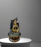 TRACKLITE  Golden and Grey Polyresin Tabletop Lord Shiva Rock Finish Home Decor Indoor Waterfall Fountain with Yellow LED Light and Speed Control Pump (Size: 17- inch L__ 11- inch W ) | Weight: 2060 Gram)