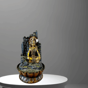 TRACKLITE  Golden and Grey Polyresin Tabletop Lord Shiva Rock Finish Home Decor Indoor Waterfall Fountain with Yellow LED Light and Speed Control Pump (Size: 17- inch L__ 11- inch W ) | Weight: 2060 Gram)