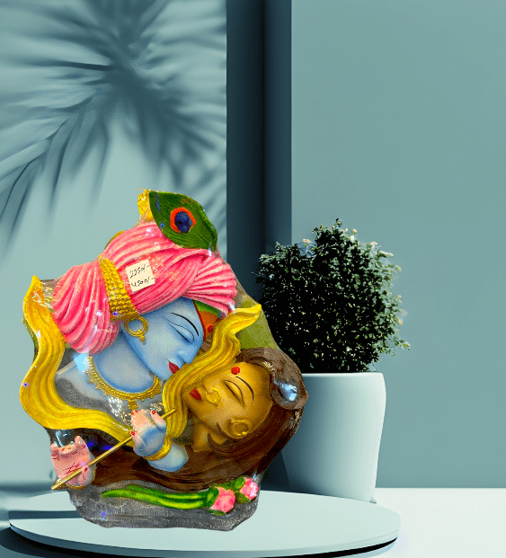 TRACKLITE  Radha Krishna Murti Statue Showpiece with Cow for Home Decor Living Room Office Gift Items Decoration Showpiece (17 - inch L - 15 inch W ) (Multicolor)