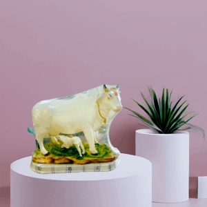 TRACKLITE POlyresin White Cow with Calf Statue for Gift Showpiece Home Decoration Idol ( 11- inch L - 12 inch W ) Brand: KRISHNAGALLERY1