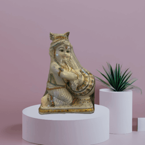 TRACKLITE Lord Krishna Standing with bansuri, Makhan Chor, Radha Krishan Murti Idol, Laddu Gopal, Krishnaji Decorative Showpiece for Home Poojan Use, Office - Polyresin, White ( 16 - inch L - 11 _ inch W )