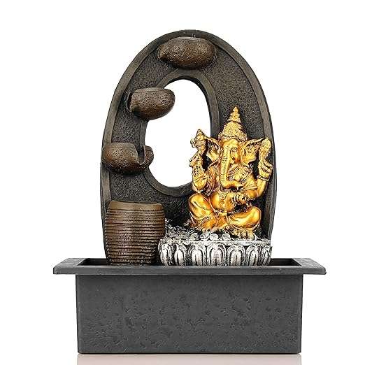 TRACKLITE Polyresin Table Top Indoor Outdoor Water Fall Fountain with LED Lights Home Decor Decoration Gift Gifting Items( 17-inch L  __ 11-inch W )